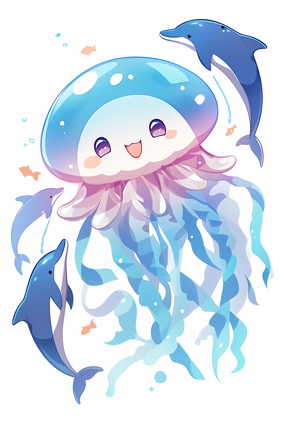 Dolphin and Jellyfish Friends